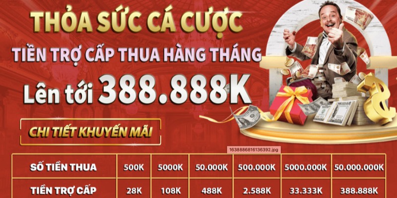 Cơ hội nhận 388,888k nếu người chơi không may thua cược  